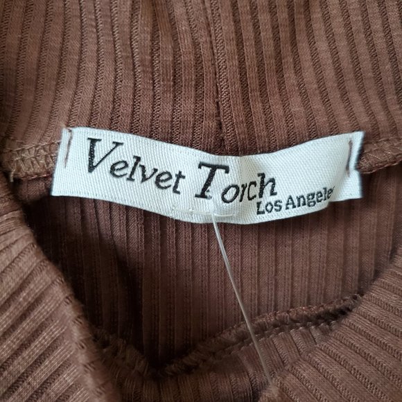 Velvet Torch Women's Chocolate Tie Side Midi Rib Knit Dress SZ XL - Picture 4 of 10